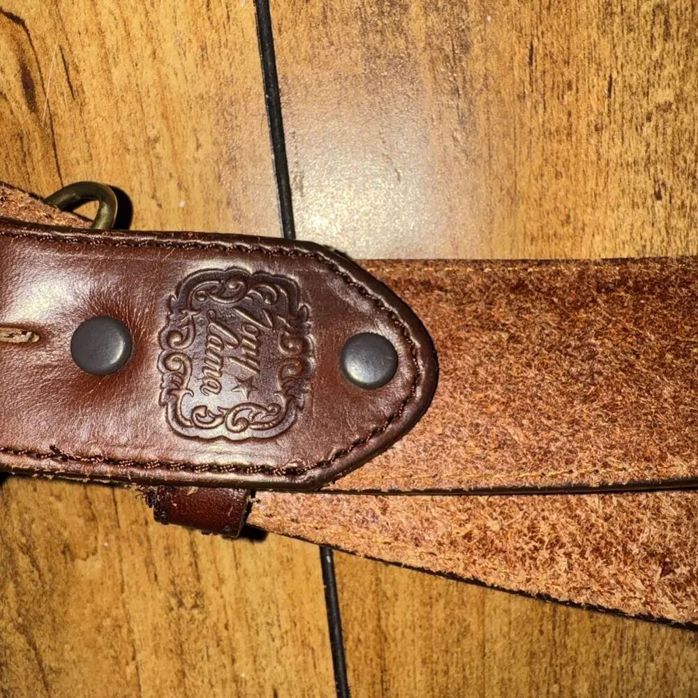 Tony Lama Mens 46 Tooled Leather Western Belt Faux Ivory Buckle USA 77507